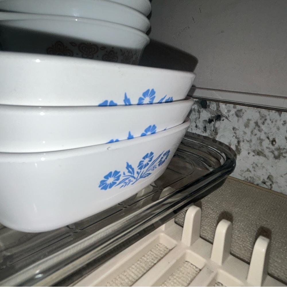 White and Blue Floral Baking Dish Set